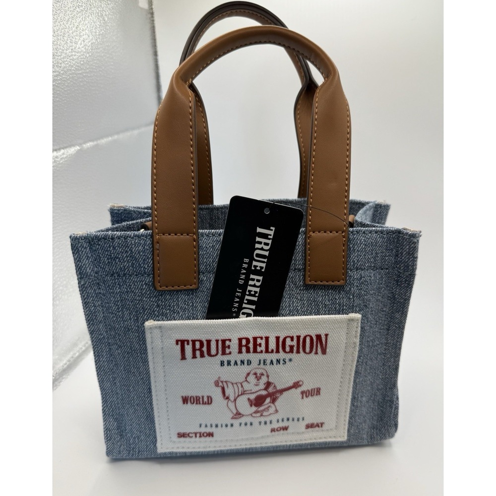 True Religion Women's Denim Tote Bag with Adjustable Strap New‎ With Tags
